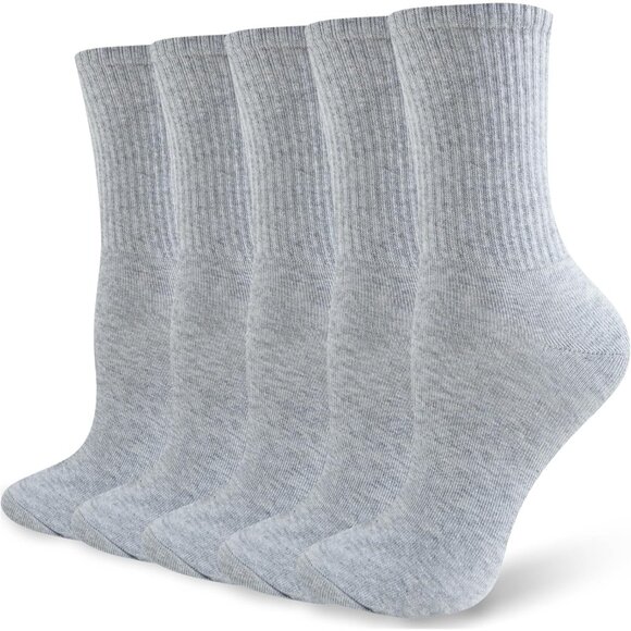 🆕 Women Grey Moisture Wicking Calf Socks Cotton Thin Soft Casual Sport Wear - Picture 1 of 6